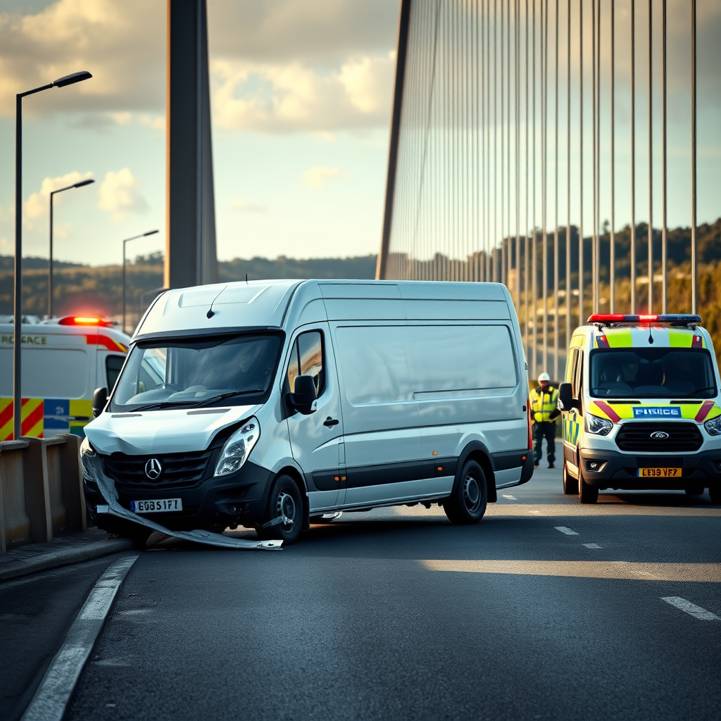 Driver detained following van collision with M48 central barrier
